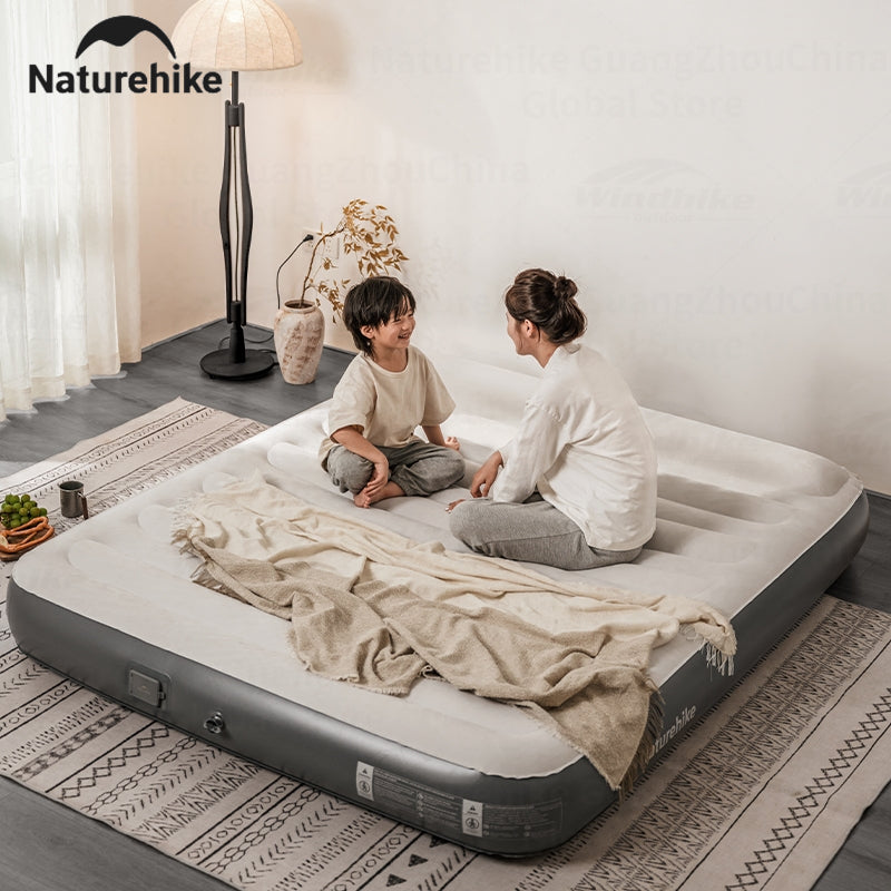 Naturehike Inflatable Bed With Build-in Air Pump Portable Lightweight 1-3 Persons Camping Luxury Sleeping Bed PVC Inflatable Thicken Pad Travel