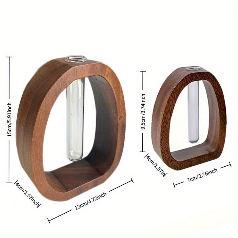 Walnut Geometric Art Vase for Hydroponic Plants TJR5M8P