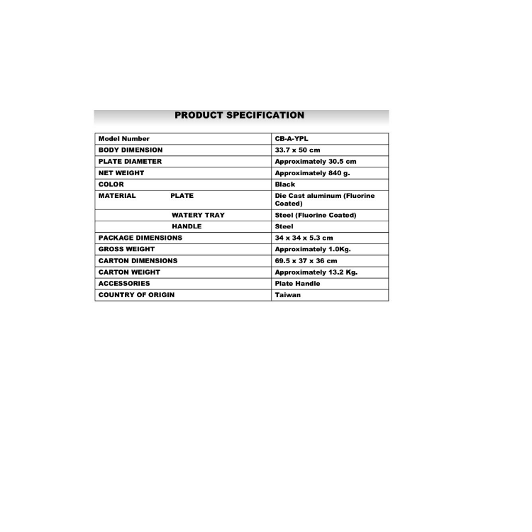 Iwatani CB-A-YPL Yakiniku BBQ Plate (Large) Portable Wide Grilling Area Non-stick Coating Barbecue Plate Die-cast Aluminum With Steel Handle Black Original Made in Japan
