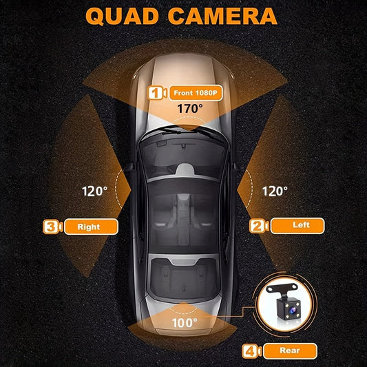 4 Channel 1080P HD Dash Cam, Night Vision, LED Display TJR9G2X