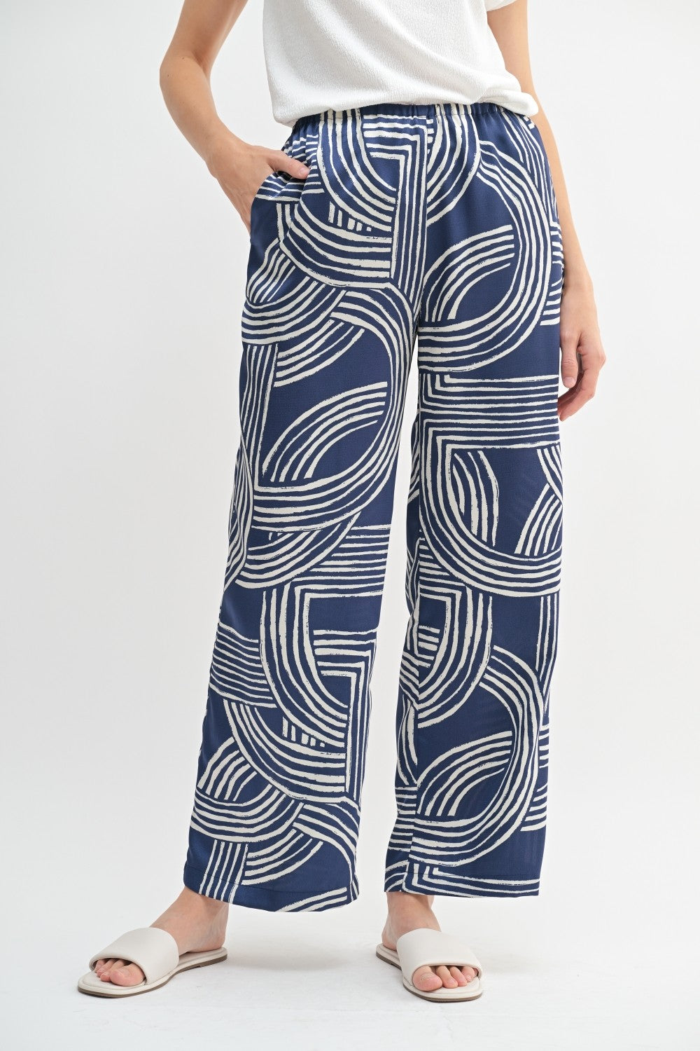 Serenity Abstract Print Satin Pants