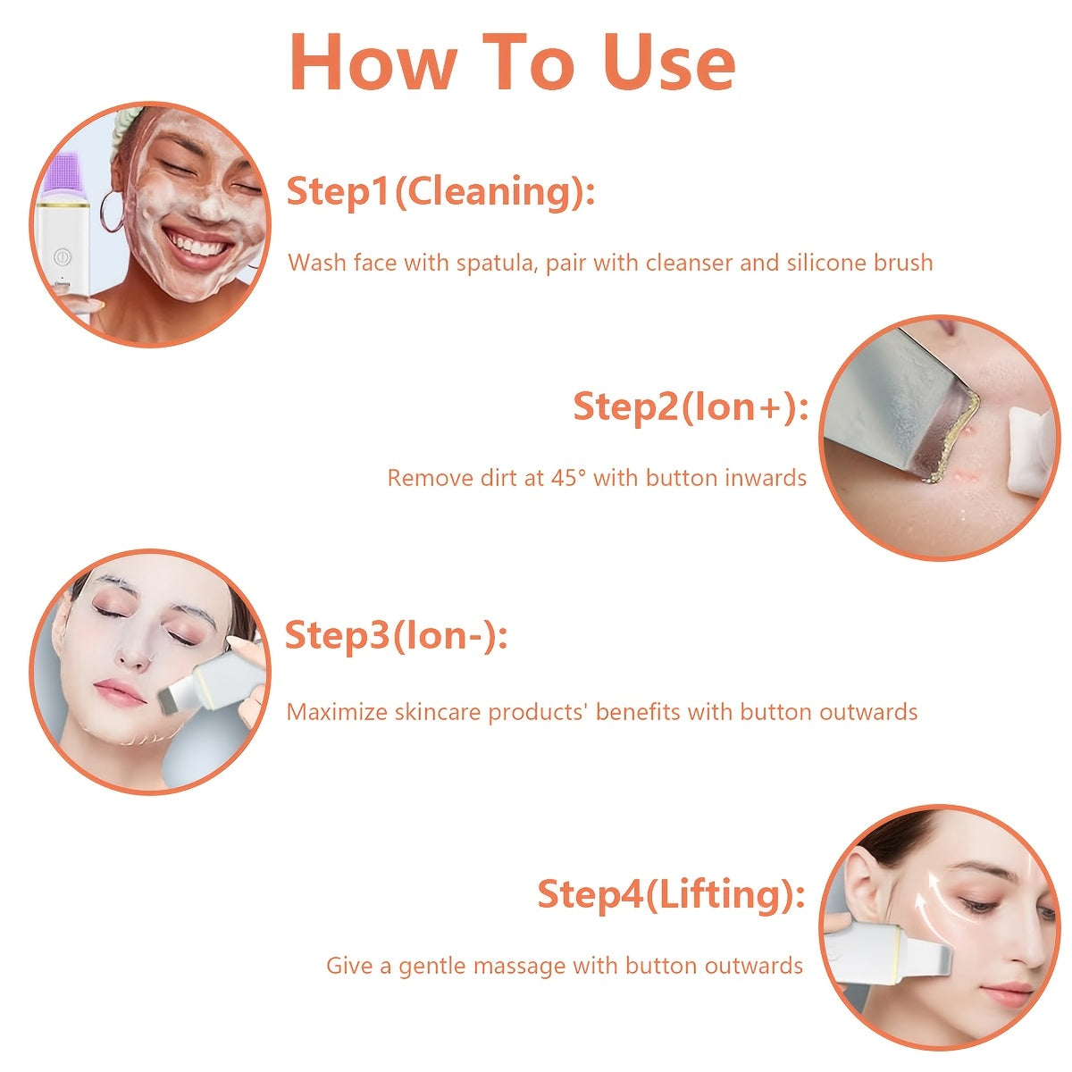 Skin Scrubber Ultrasonic Face Spatula, Blackhead Remover TJR7X1S