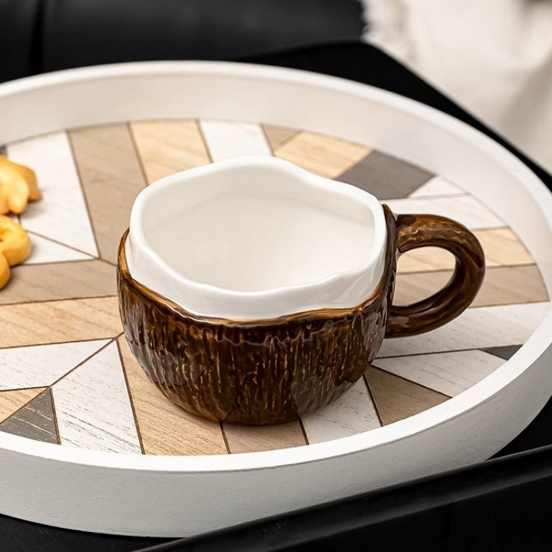 Vintage Hand-Pinched Coconut Shell Design Coffee Mug- HMT15CD