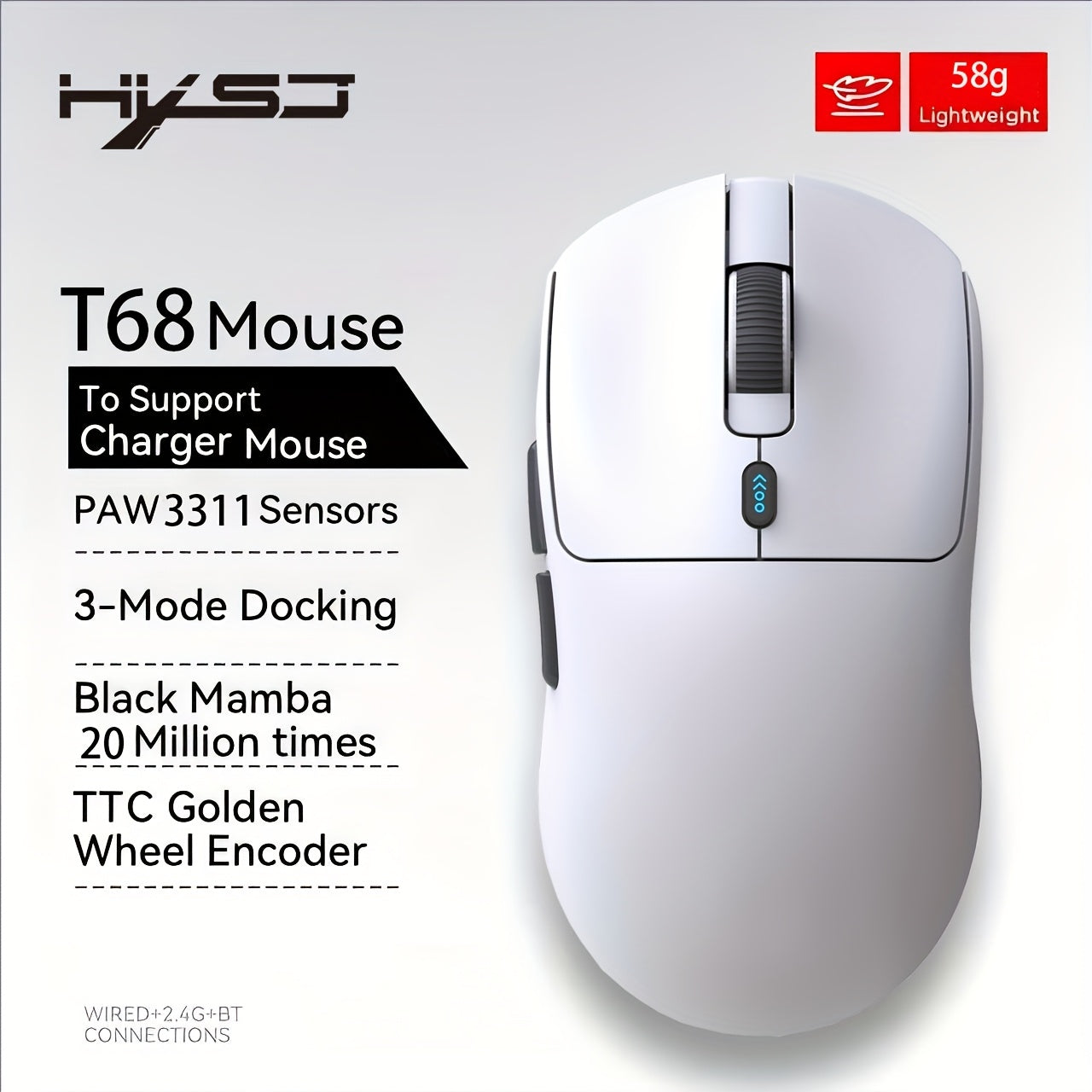 New 2025 Three Mode Gaming Mouse, 12000cpi Adjustable TJR2C9K