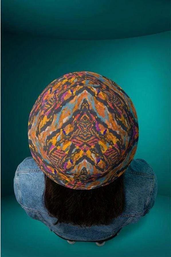 Toasted Marshmallow Campfire Bucket Hat - Abstract Organic Print Outdoor Hat for Glamping & Festivals