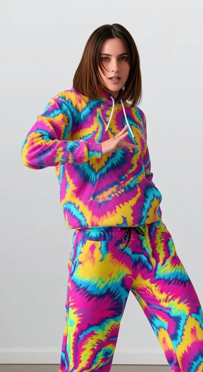 Magnetic Sea AOP Thicken Fleece Pullover Hoodie — Dyles Mavis Bold Rainbow Spiral, Boundless Bleeds Festival Streetwear