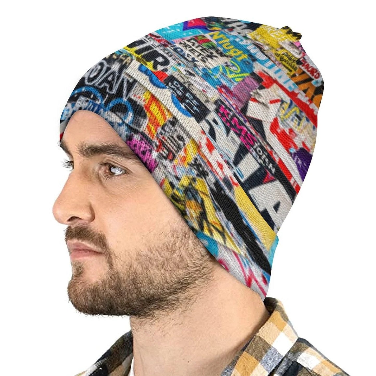 Street Swag All-Over Print Knit Beanie | Bold Abstract Art Streetwear Hat