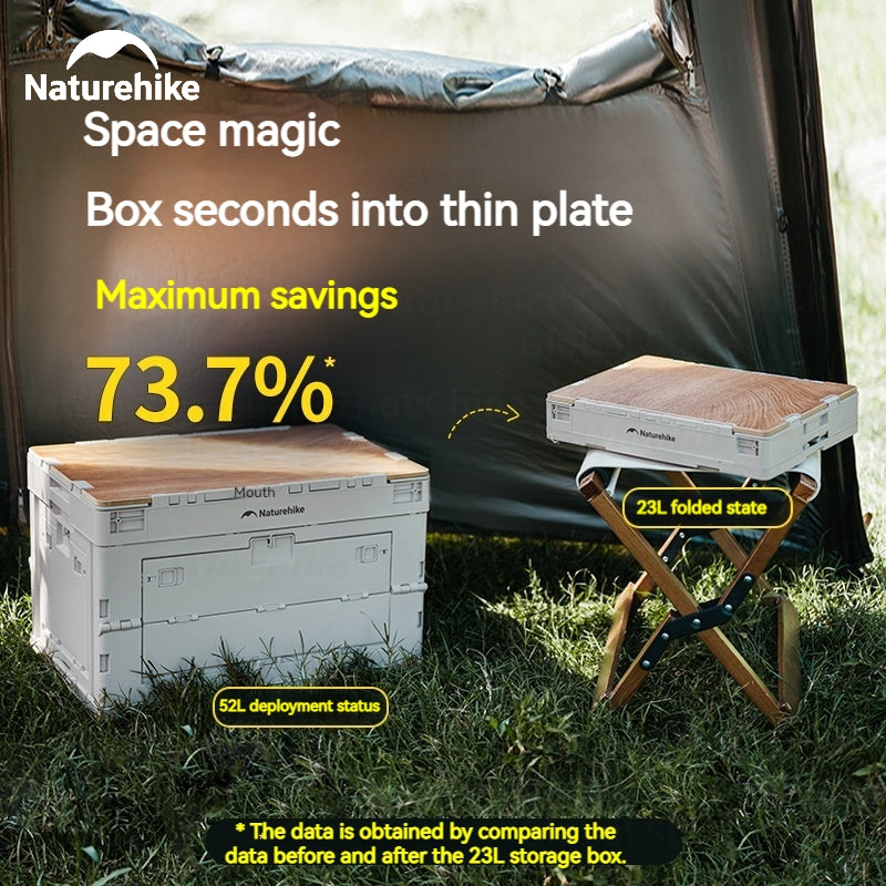 Naturehike PP Folding Storage Box Outdoor Camping Travel Large Box Equipment Portable Multifunctional Car Trunk Storage Cabinet With Table Board