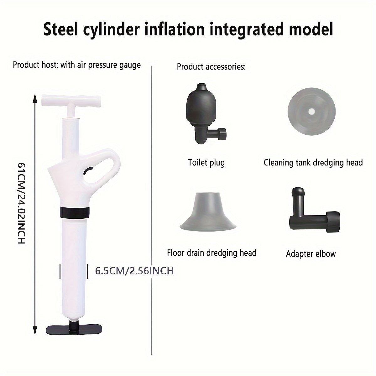 Heavy-Duty Drain Jet Gun, Powerful Air Plunger TJR7P2X