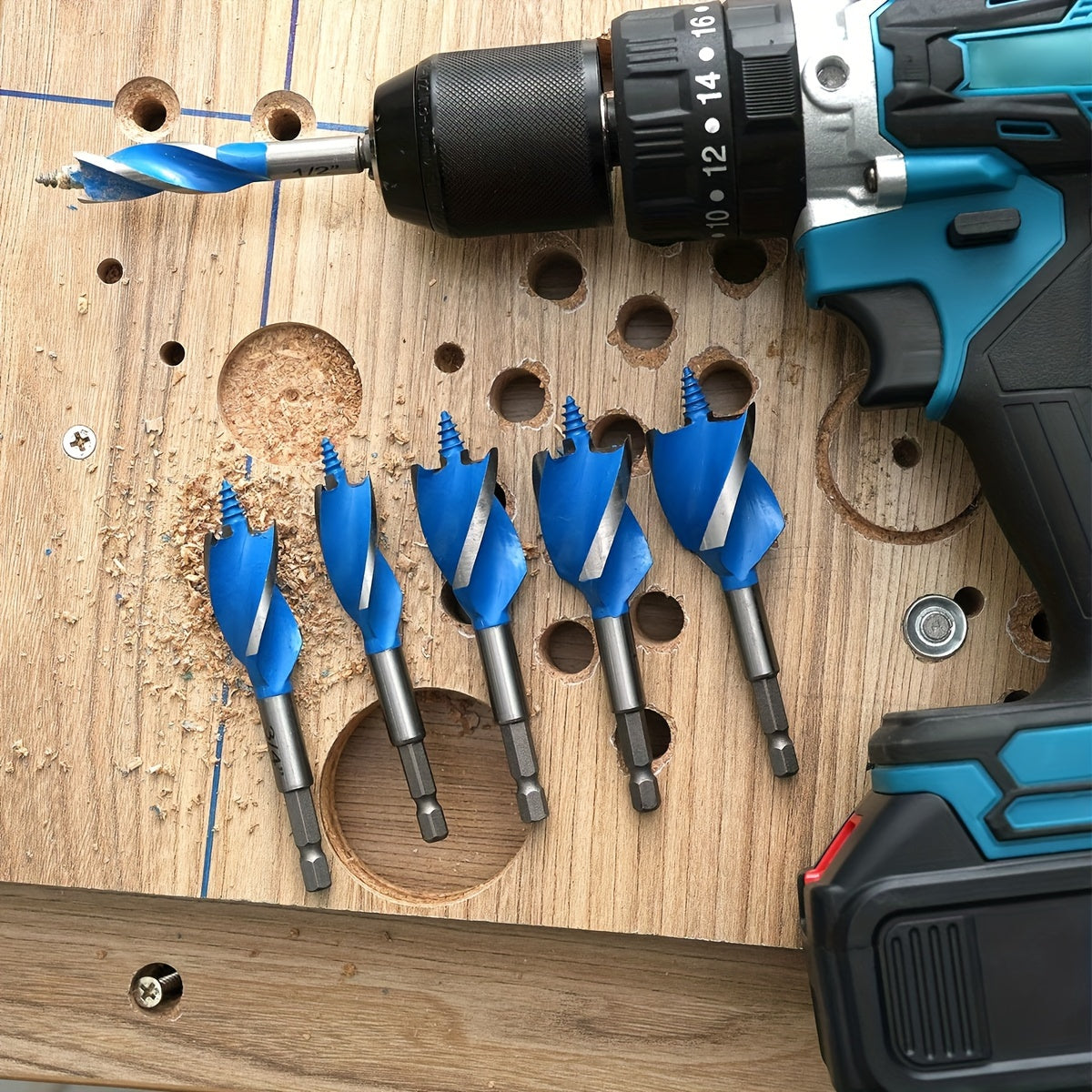 New 6pcs Woodworking Drill Set for Hole Drilling TJR8M4S