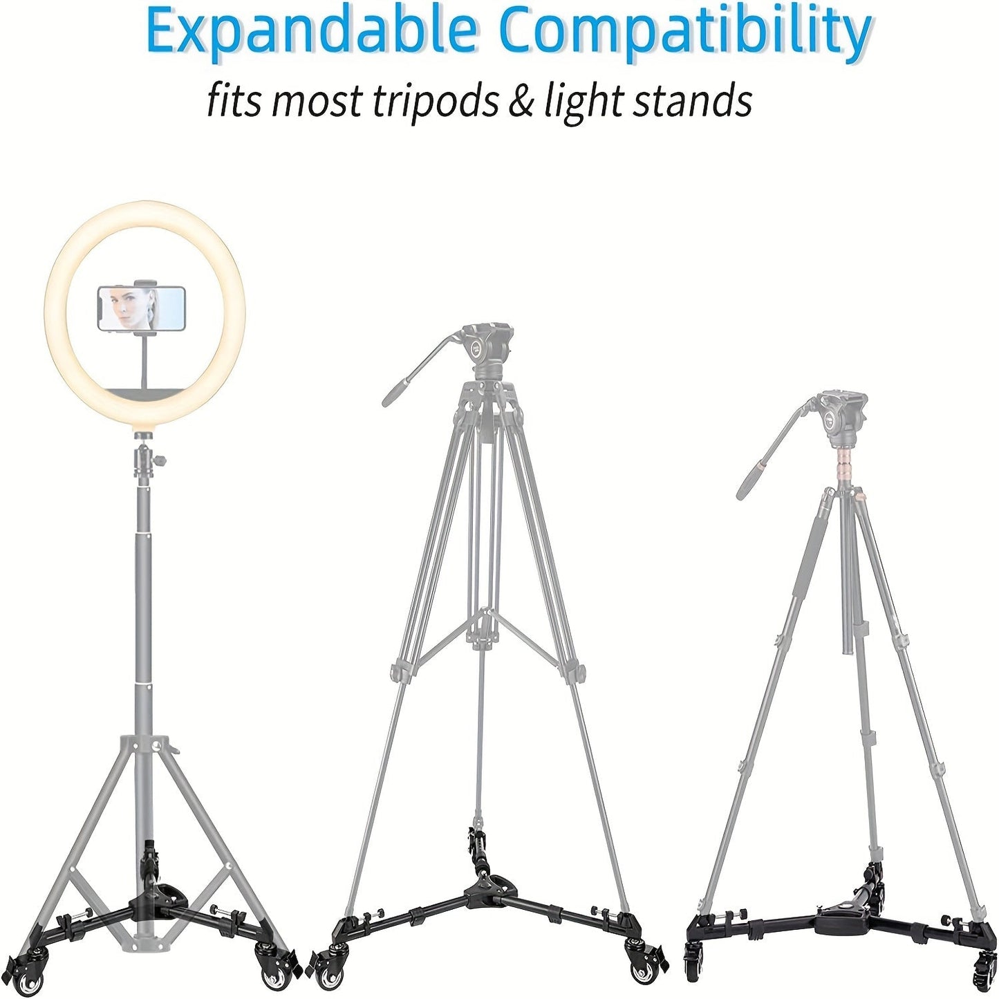 VX600 Aluminum Tripod with Dolly Wheels-OYVD
