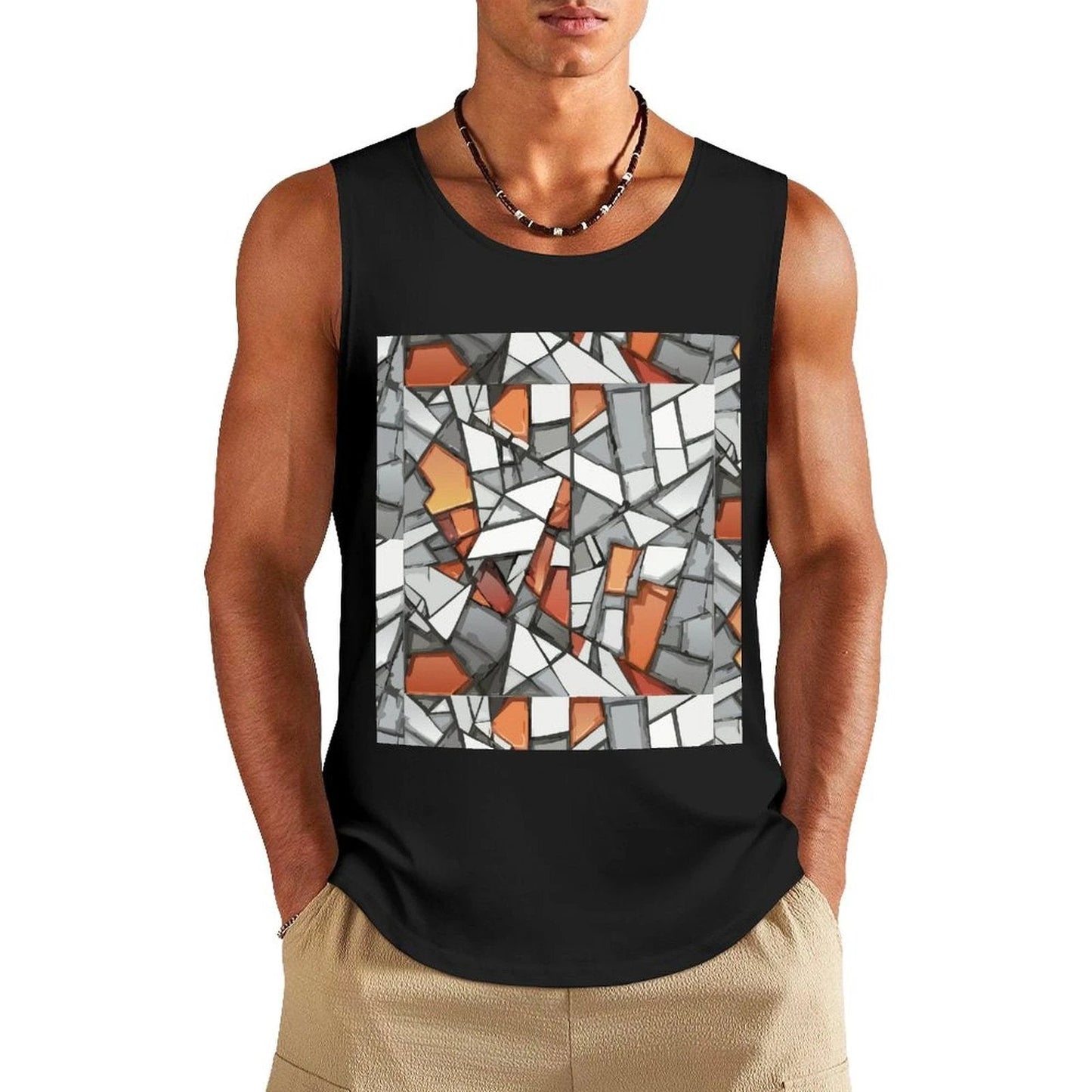 Graffiti Frame Cotton Tank Top — Teal Tank with Street Art Chest Print for Summer Sessions