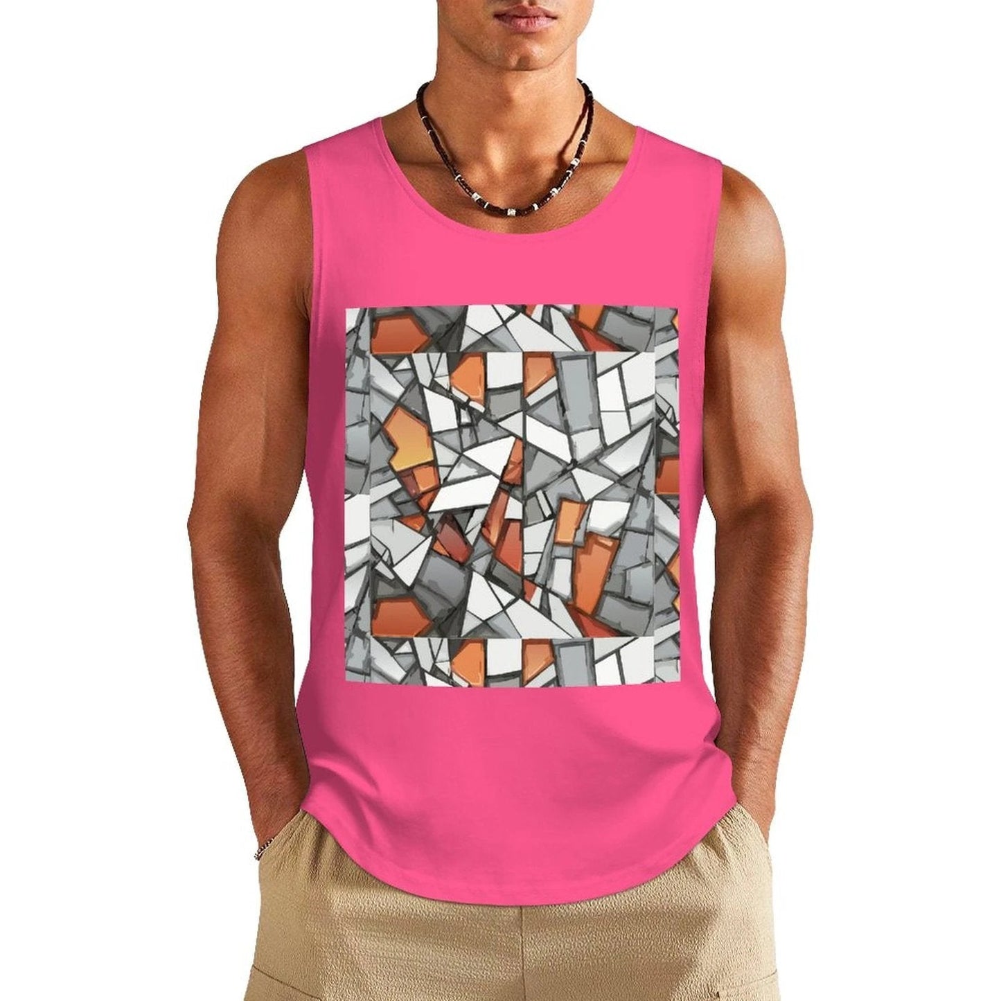 Graffiti Frame Cotton Tank Top — Teal Tank with Street Art Chest Print for Summer Sessions