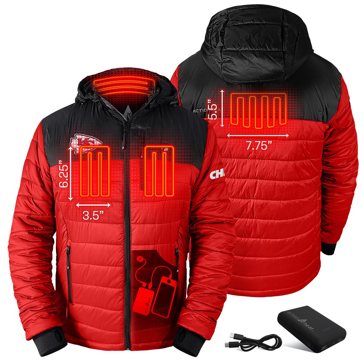 ActionHeat Kansas City Chiefs 5V Men's Colorblock Puffer Battery Heated Jacket