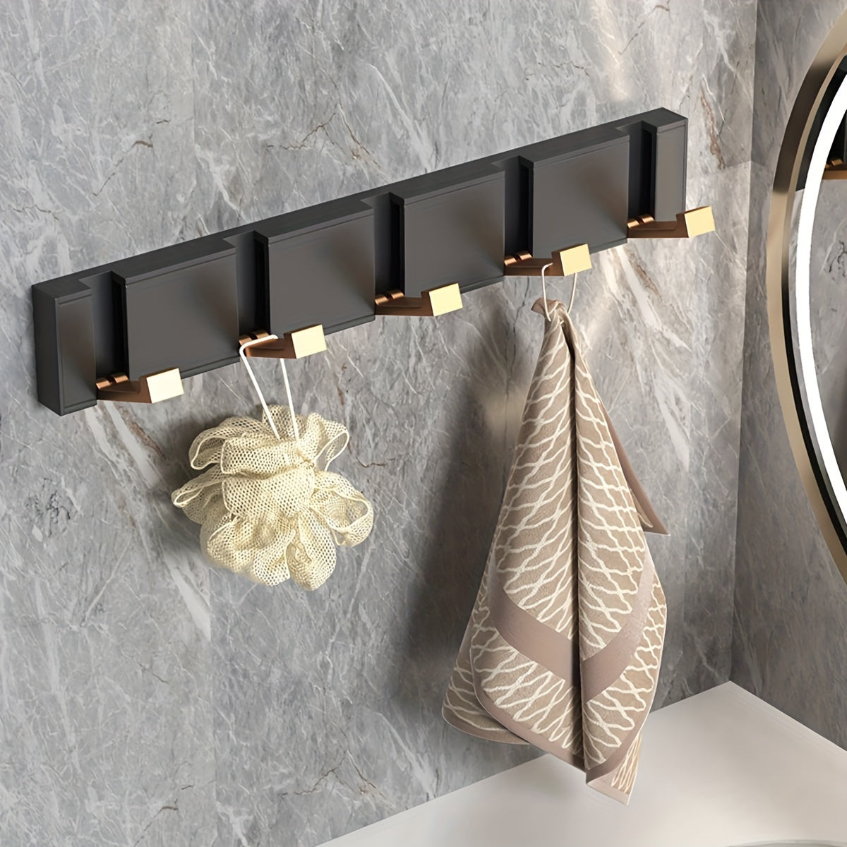 MRSINE HeavyDuty Foldable Wall Hook  Black  Gold-WCDN