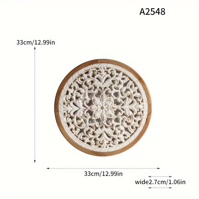 Vintage-Inspired White Wooden Wall Hanging with Floral Design - F2KL