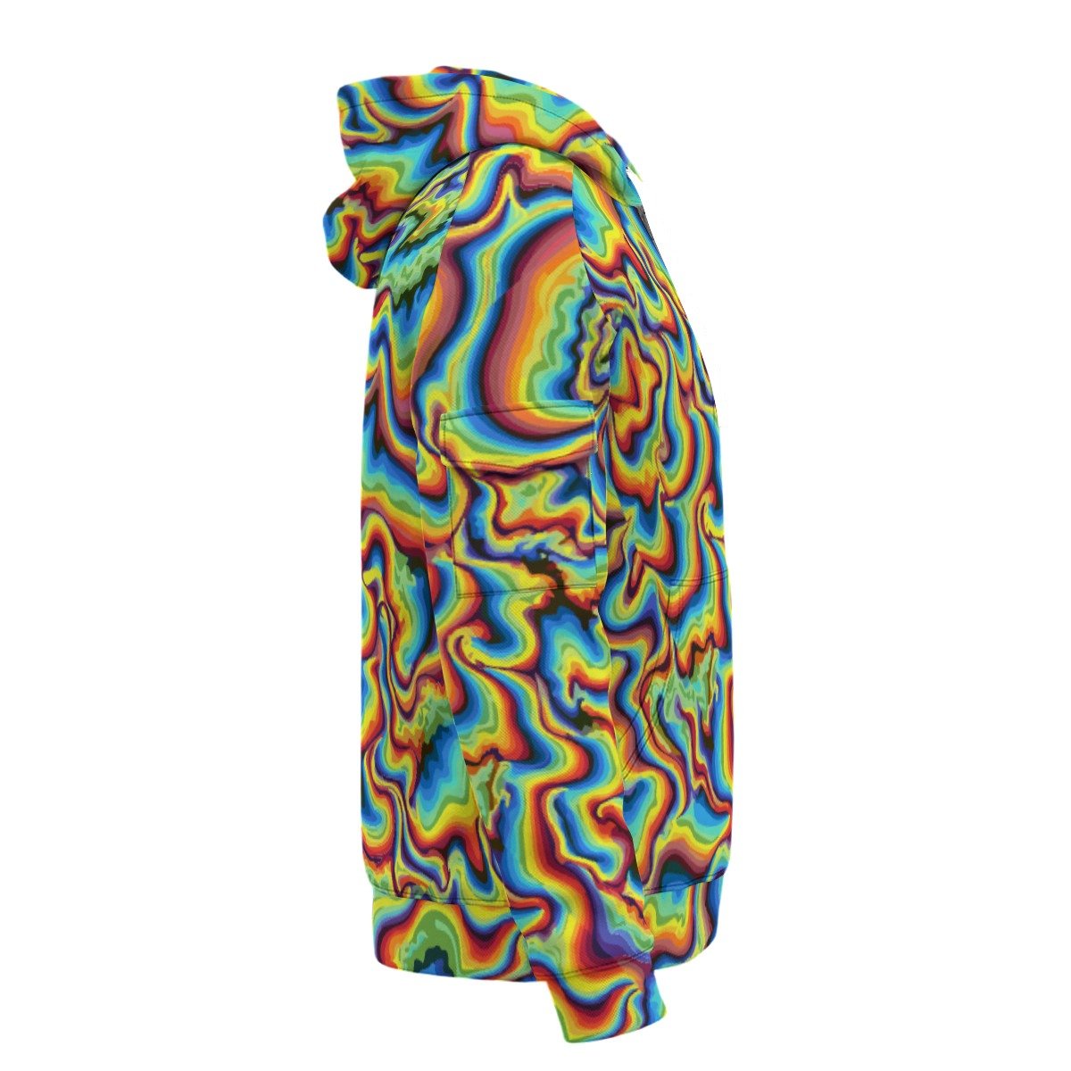 Banana Vector Waves Hoodie — Squiggly Yellow & Cobalt Pop Pattern AOP Pullover, Certified Conversation Starter