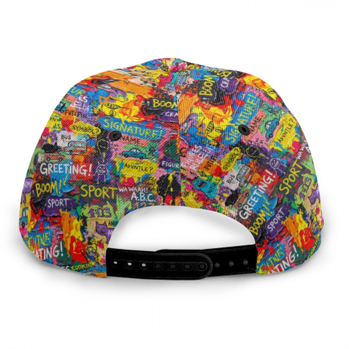 Indie Sleaze Collage AOP Flat Brim Cap | All-Over Print Snapback Streetwear Hat for Y2K Revival, Alt-Fashion & Festival Crowd