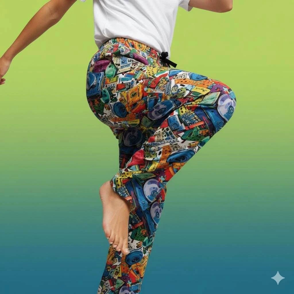 Nostalgia-Core Pajama Pants for 90s Music Lovers — Mixtape AOP Lounge Bottoms, Retro Cassette Print Sleepwear, Vintage Vibes Loungewear