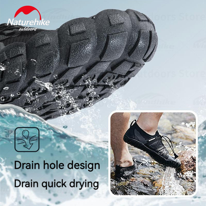 Naturehike Men's Aqua Wading Shoes Barefoot Sneakers Sport Upstream Non-slip Breathable Footwear for Sea Beach Diving Fishing Quick Dry Water Shoes