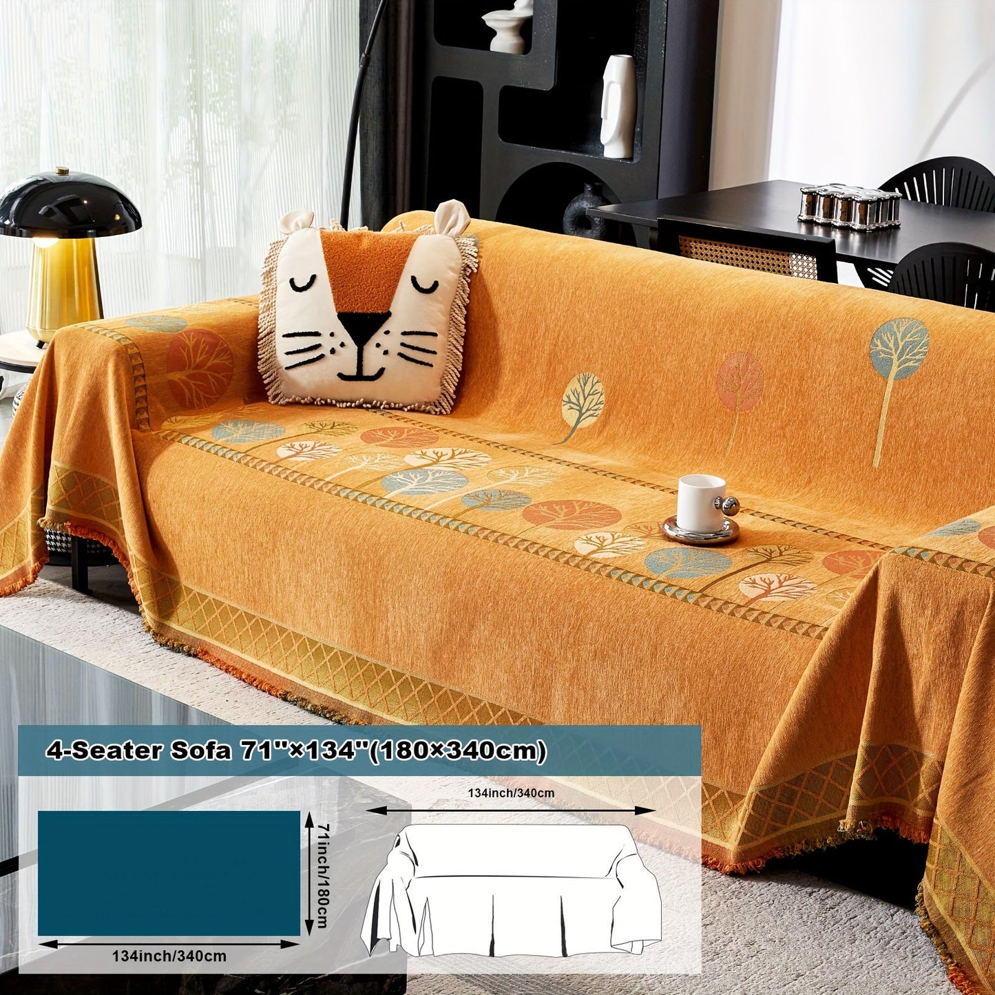 Bohemian Leaf Chenille Sofa Cover-6JTD