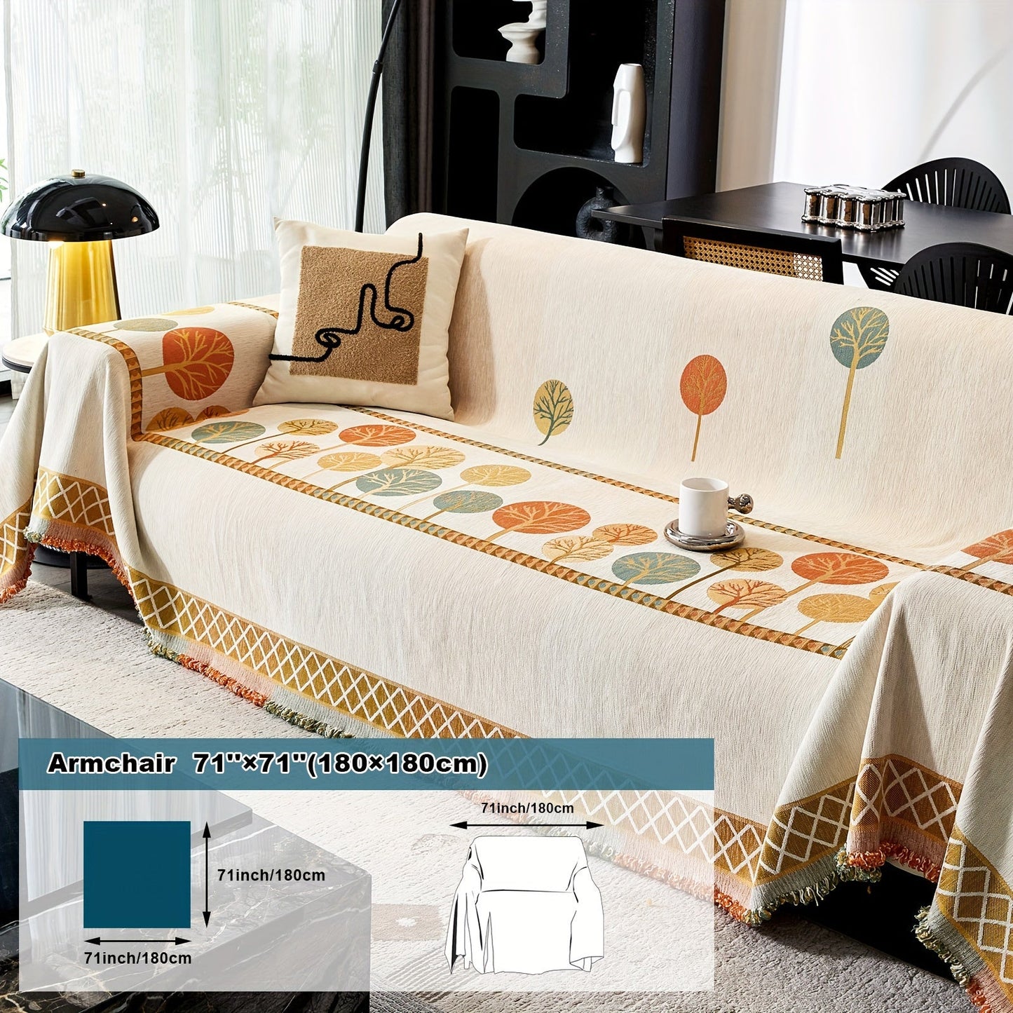 Bohemian Leaf Chenille Sofa Cover-6JTD