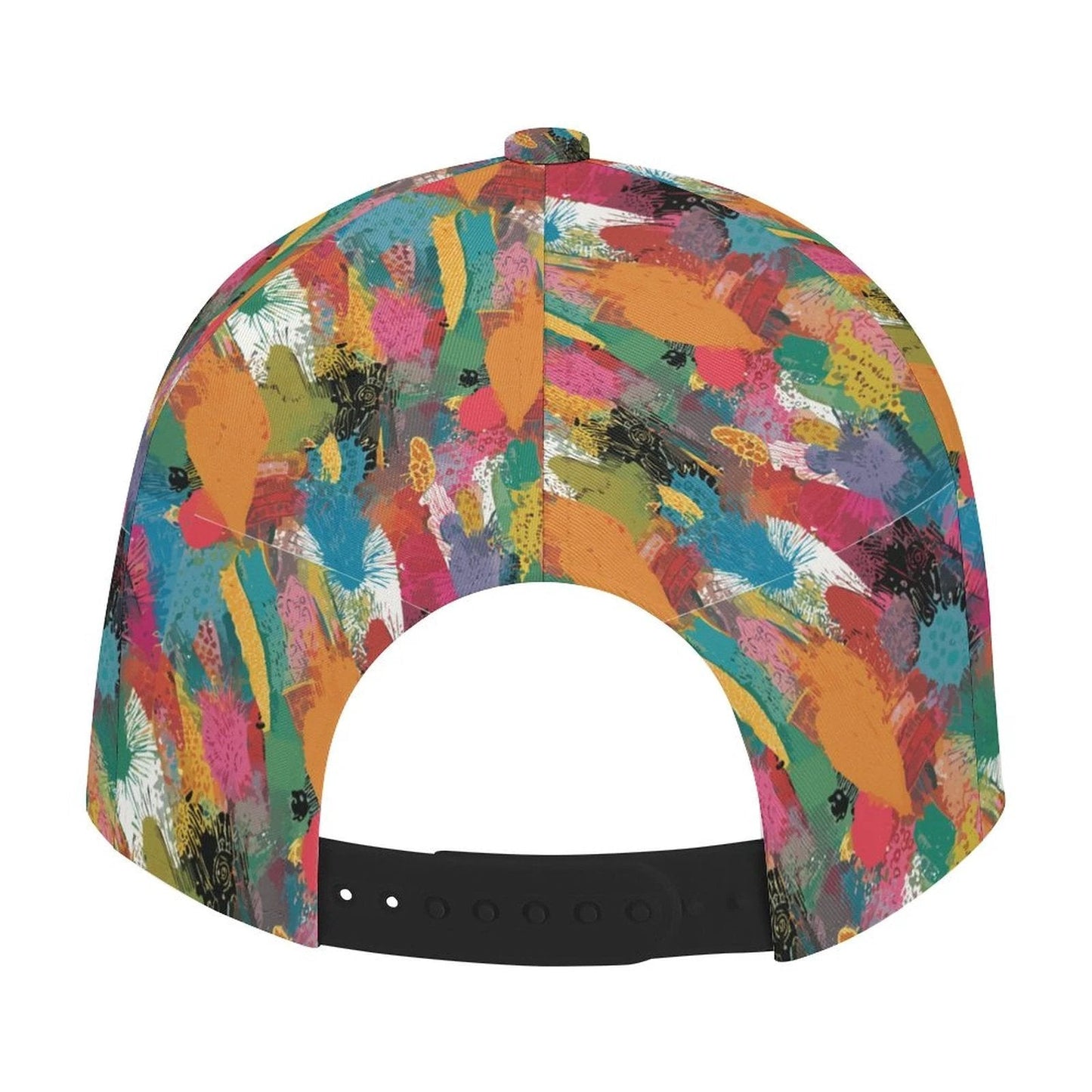 Painted Camo Snapback Cap — Multicolor Brush-Dab AOP Hat, Festival-Ready Headwear