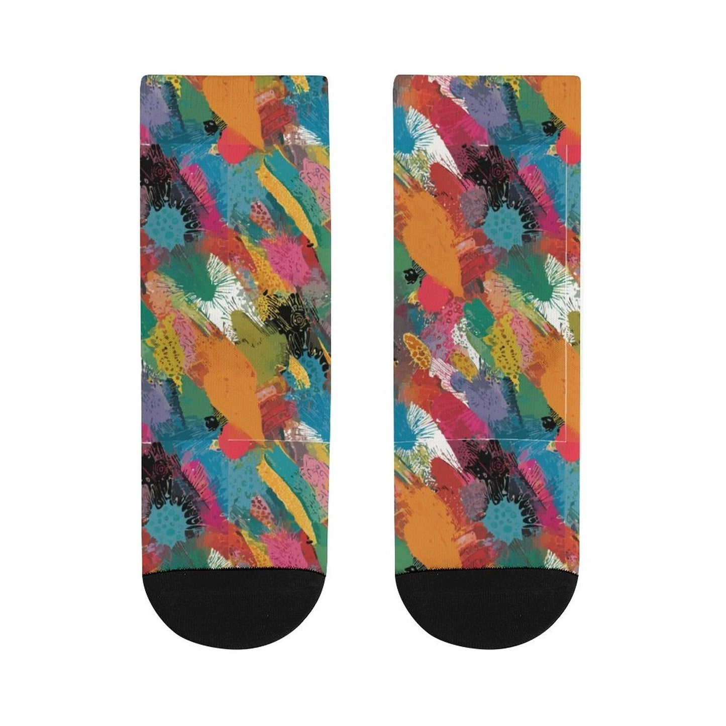 Painted Camo Striped Stockings — Multicolor Brush-Dab Knee Socks, Loud Sock Game
