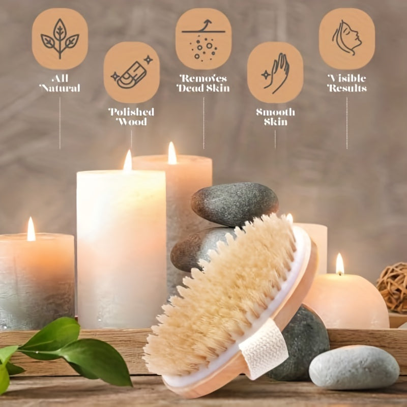 Natural Bristle Dry Brush for Exfoliation & Lymphatic Drainage - DIV0