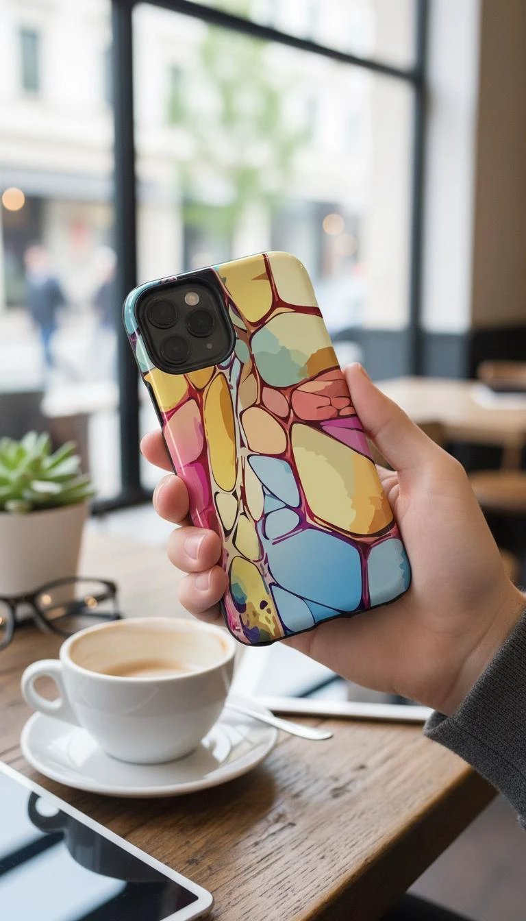 Maximalist iPhone Case for Earthy Aesthetic Lovers — Abstract Chalk Stone AOP Cover, Shockproof Lexan Phone Armor, Gorpcore Tech Accessory