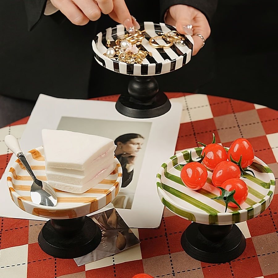 Vintage Ceramic Striped Tray - AXI0