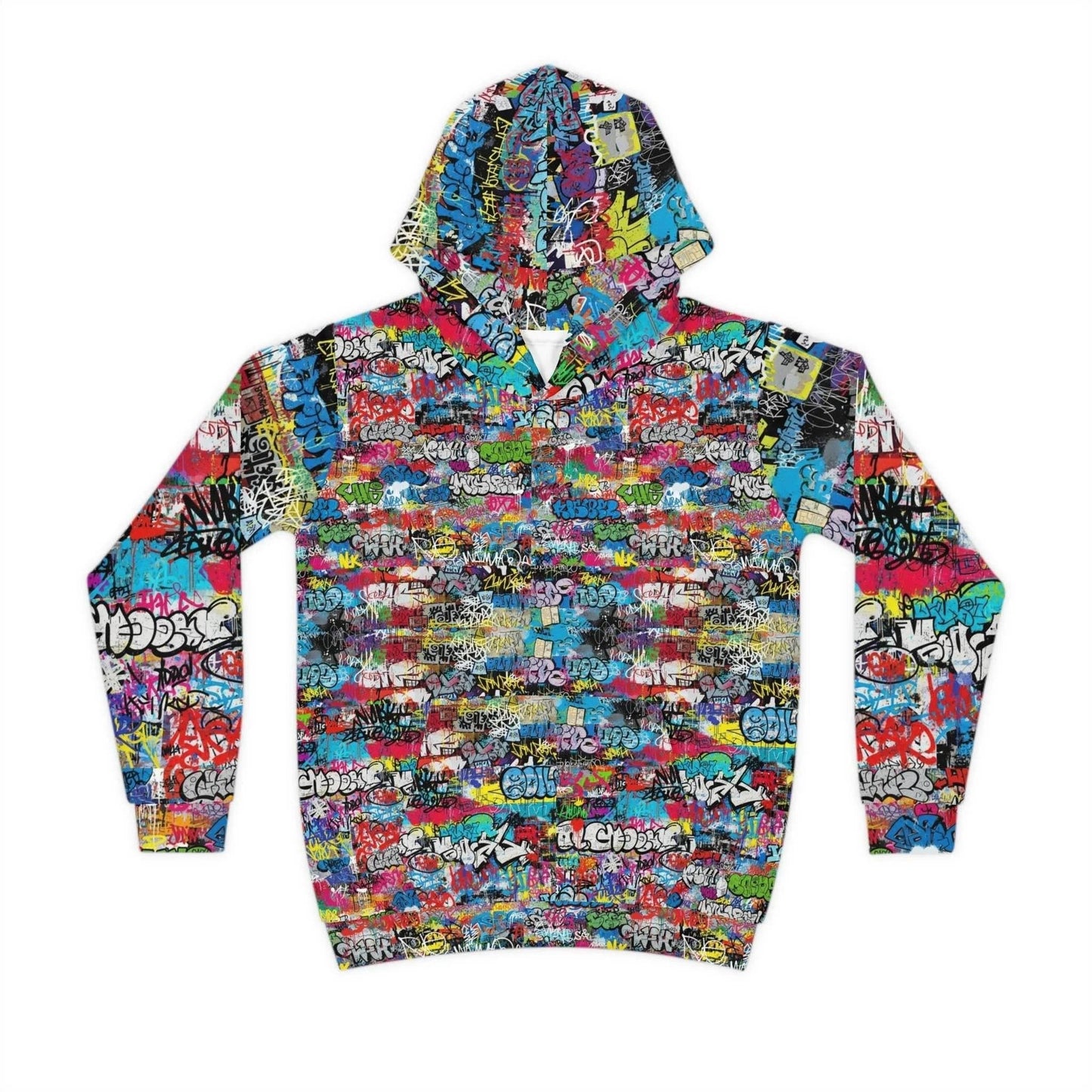 Urban Legend Kids Graffiti Hoodie | Bold AOP Street Art Pullover for Creative Children & Miniature Maximalists
