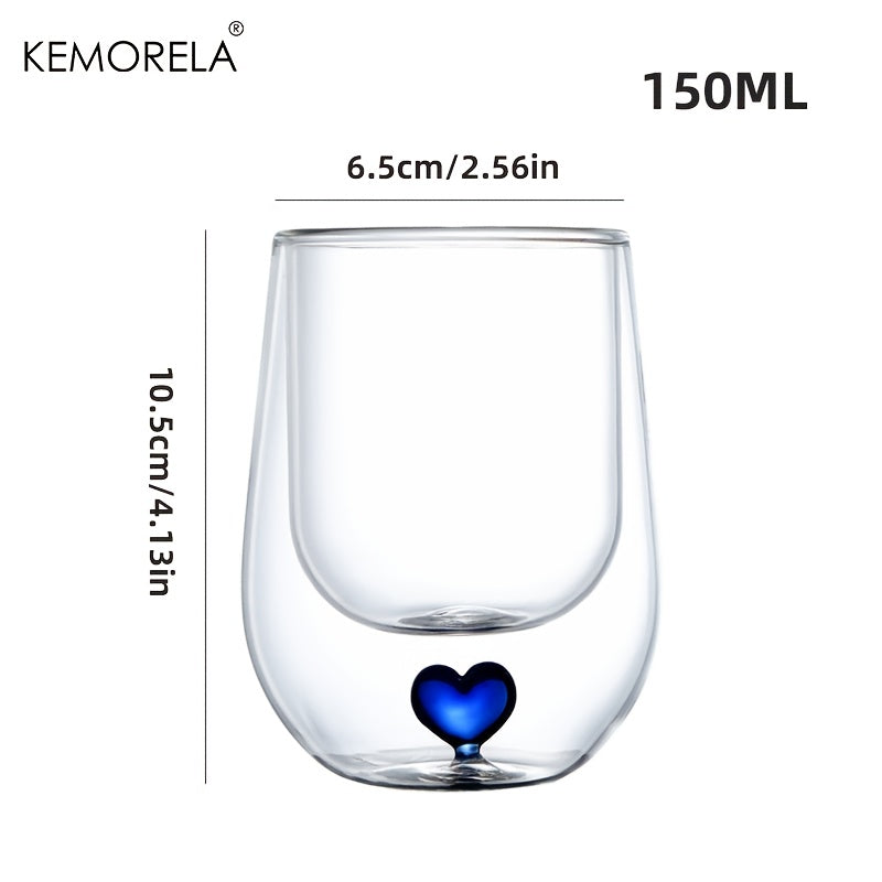 Love Heart DoubleLayer Glass Cup-4WZ1