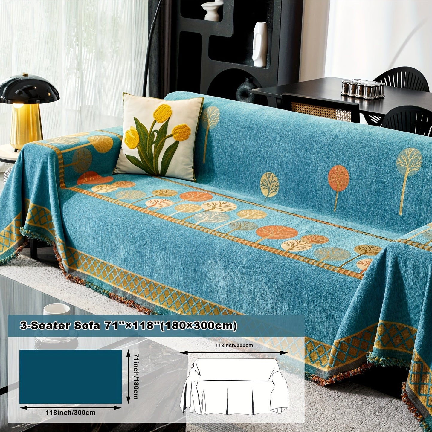 Bohemian Leaf Chenille Sofa Cover-6JTD