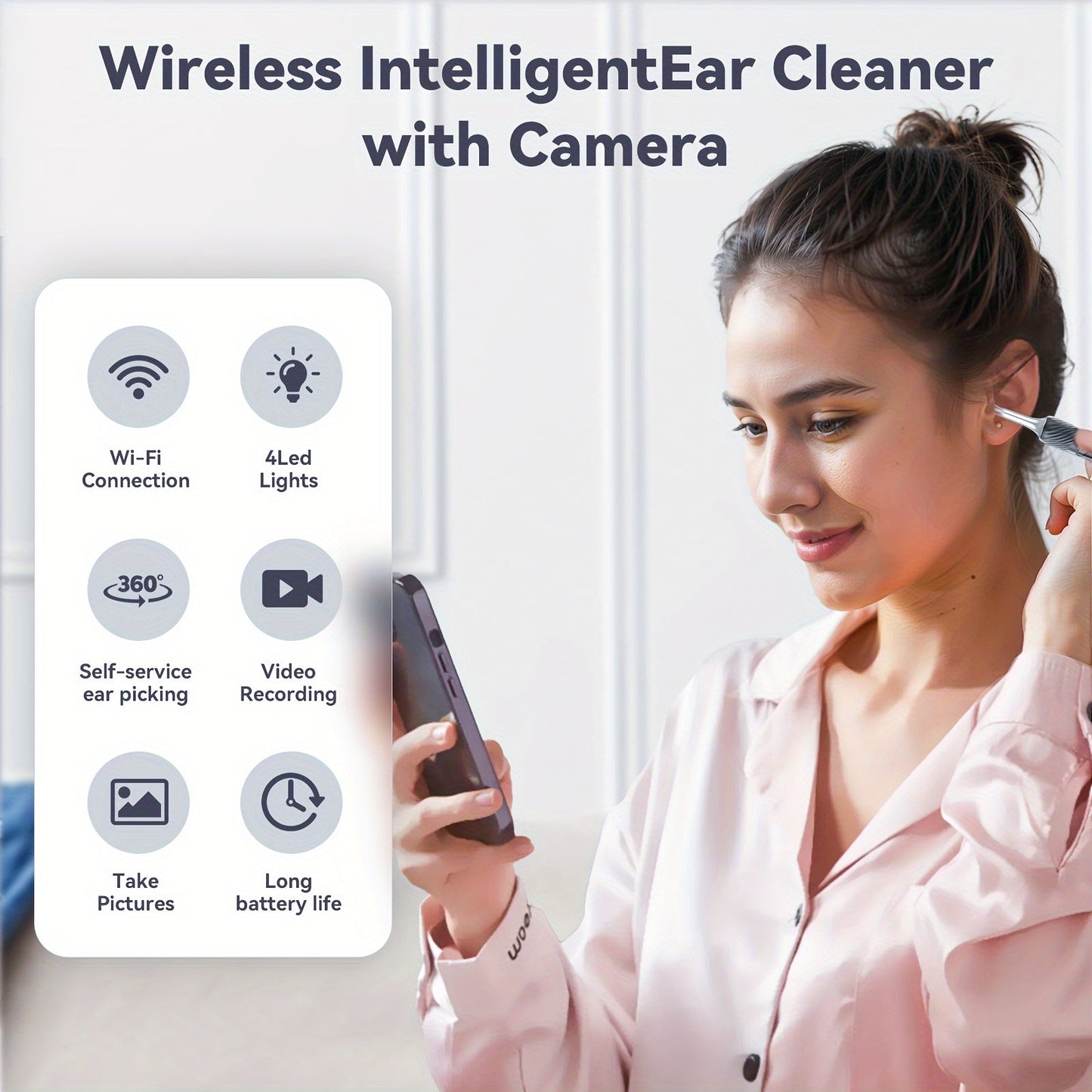 FONSI Smart Ear Wax Removal Kit with Camera and Wireless Otoscope TJR2V5Q