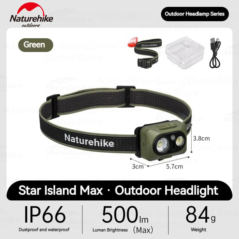 Naturehike STAR ISLAND Max Headlight Portable Ultralight Headlamp Waterproof SOS Emergency Red Light 84g Rechargeable Light Outdoor