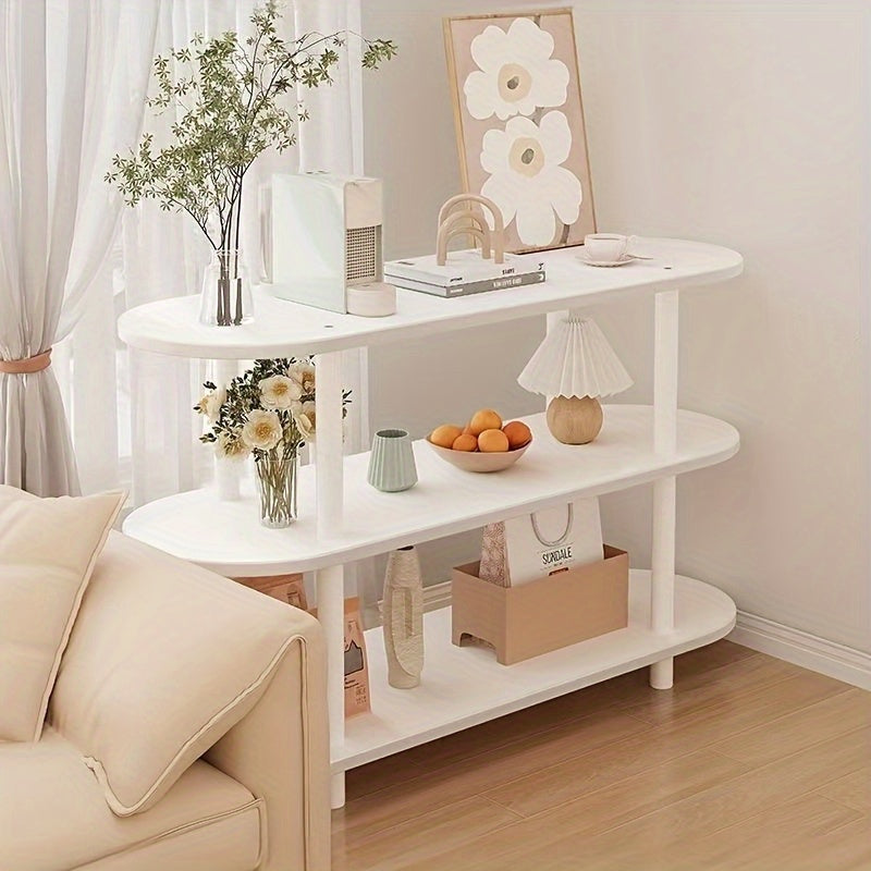 Modern White Wooden Tiered Shelf - HVH0