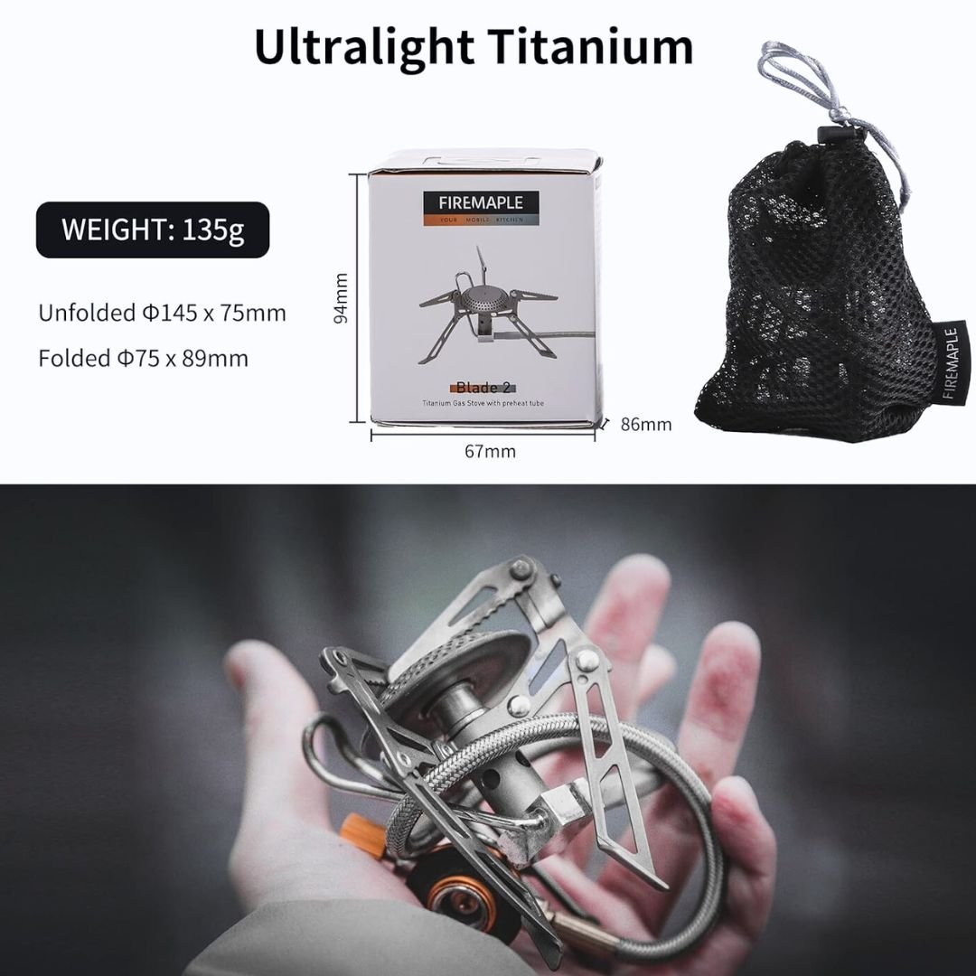 Blade 2 Titanium Backpacking Stove with preheat tube |4.76 oz, 2.8KW