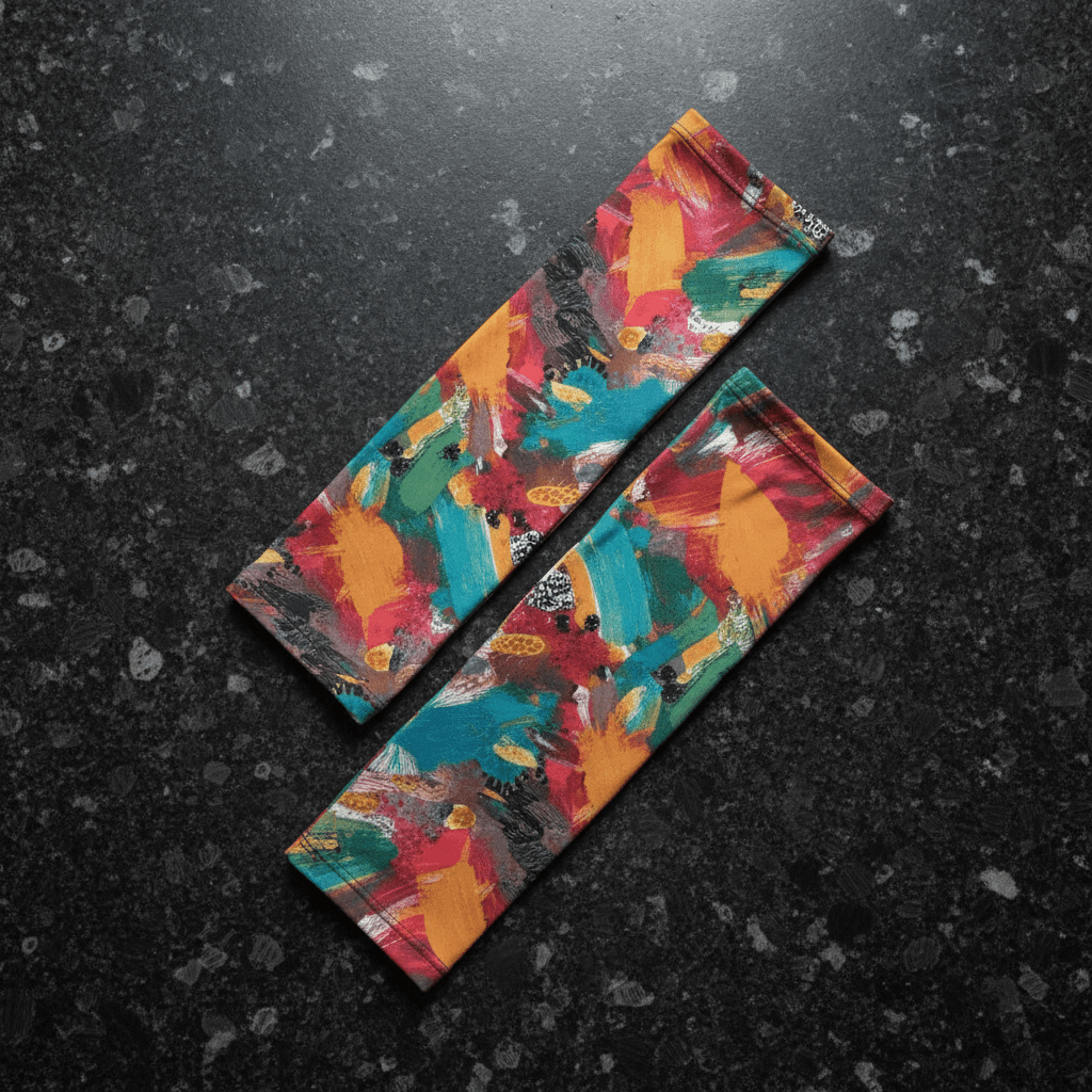 Boundless Bleed AOP UV Arm Sleeves | Cooling Lycra UPF Sun Protection — Moisture-Wicking Maximalist Sleeves for Hiking, Cycling, Gardening