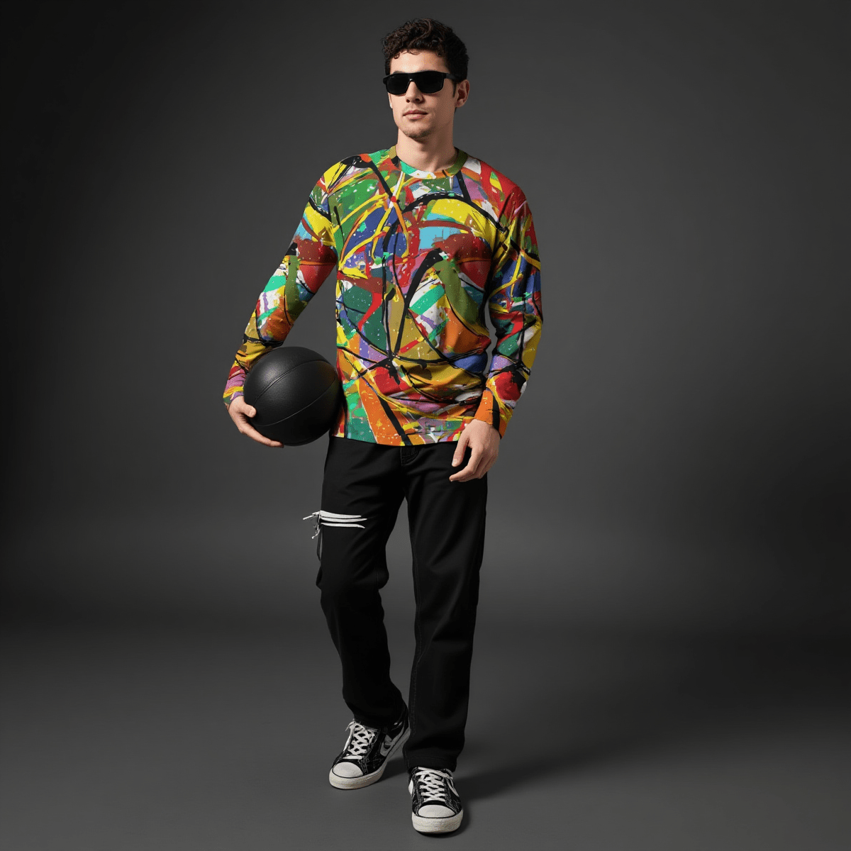 Boundless Bleeds AOP Paint Splatter Long Sleeve Tee | Full-Body Expressionist Print Cotton Crew (190gsm, XS–5XL)