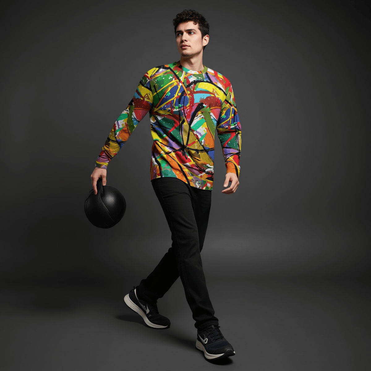 Boundless Bleeds AOP Paint Splatter Long Sleeve Tee | Full-Body Expressionist Print Cotton Crew (190gsm, XS–5XL)