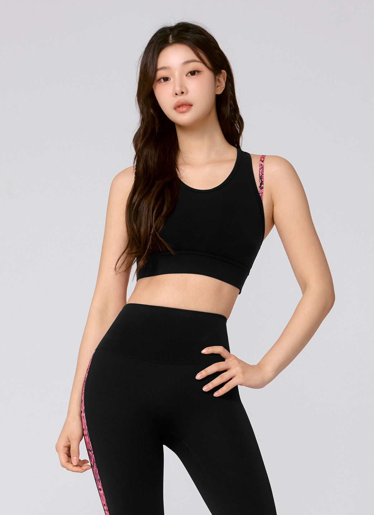 Black Label Power Rise Python Color Block Bra Top
