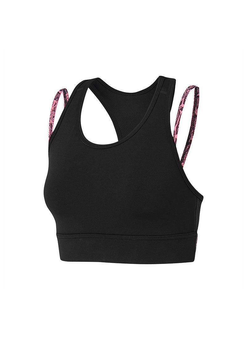 Black Label Power Rise Python Color Block Bra Top