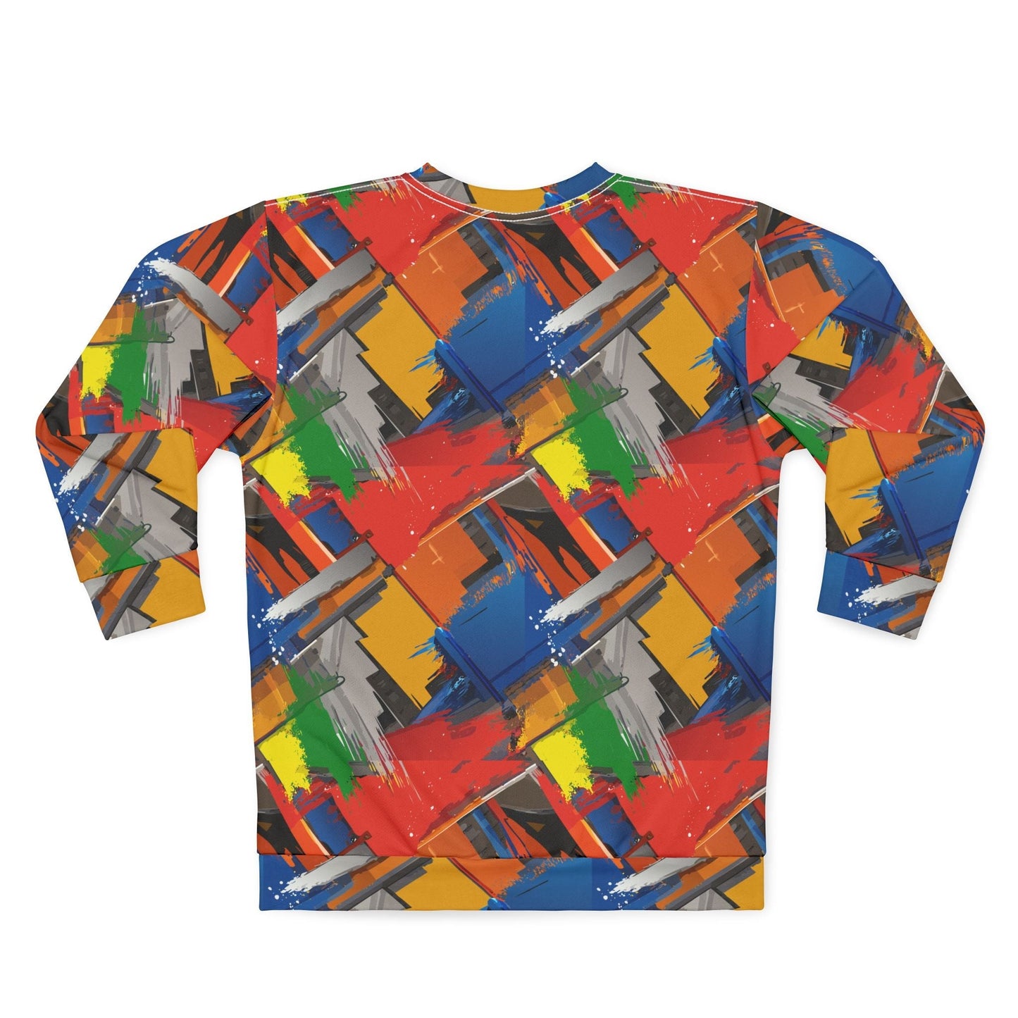 Brushstroke Riot Unisex Sweatshirt — Primary Color Paint-Dab AOP Crewneck with Art-School Energy