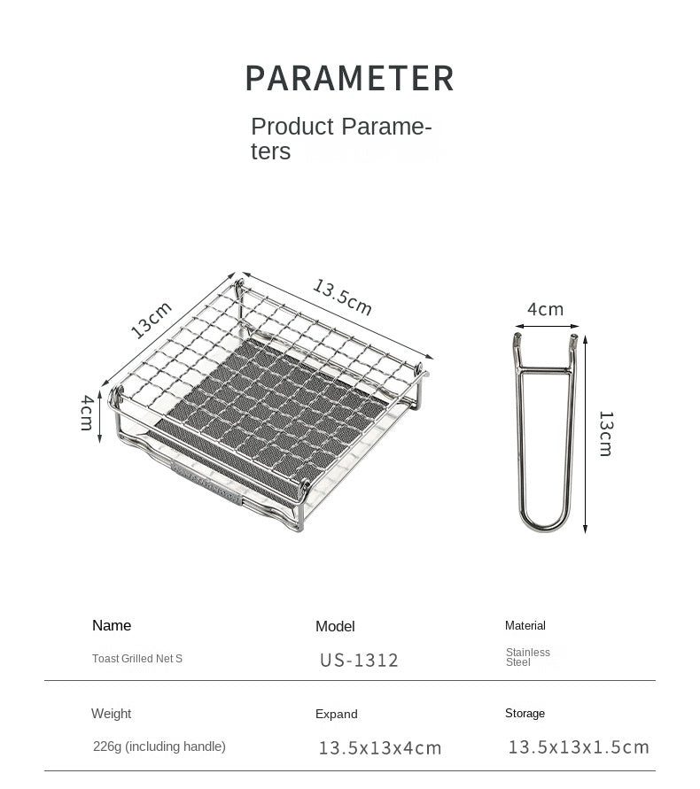 Campingmoon US-1312/1615 Toast Grill Net Portable Folding Stainless Steel Outdoor Camping Stove Accessories Bracket Barbecue Mount BBQ Toaster Bake Mesh