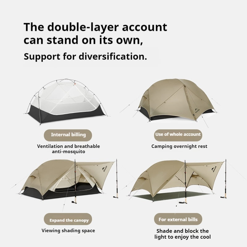 Naturehike MONGAR Series UL Tent Portable Ultralight 1 and 2 Person 15D Nylon Rainproof Expandable Canopy Double Layer Camping Outdoor Hiking Backpacking Cycling Tent