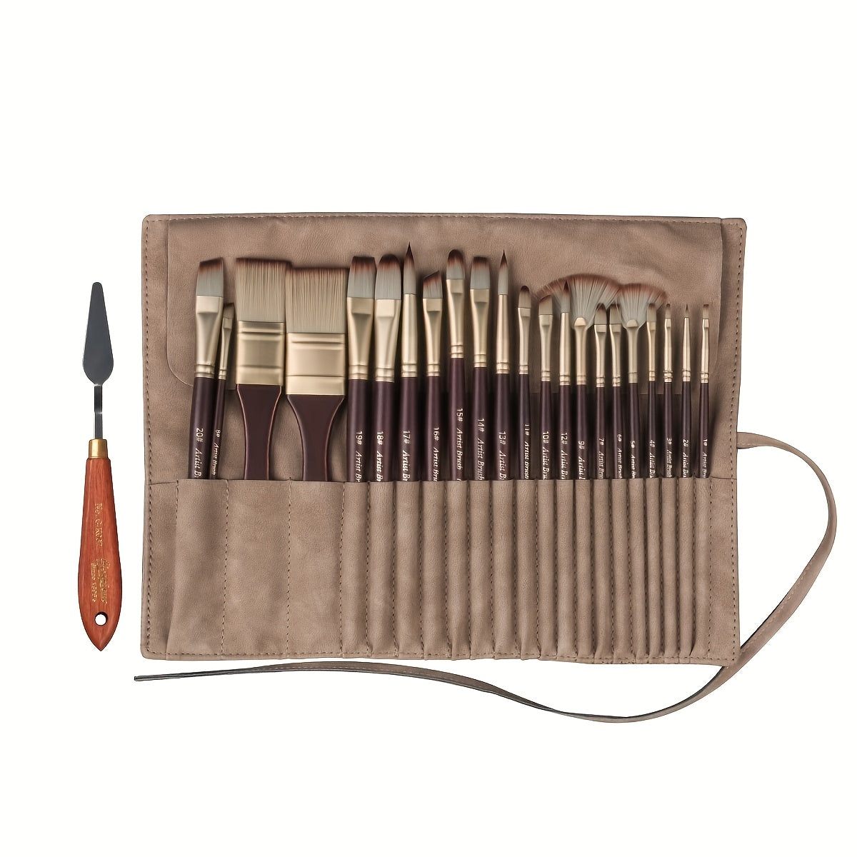 Giorgione 24pcs Premium Nylon Brush Set with Portable Beige Storage Bag - VU92