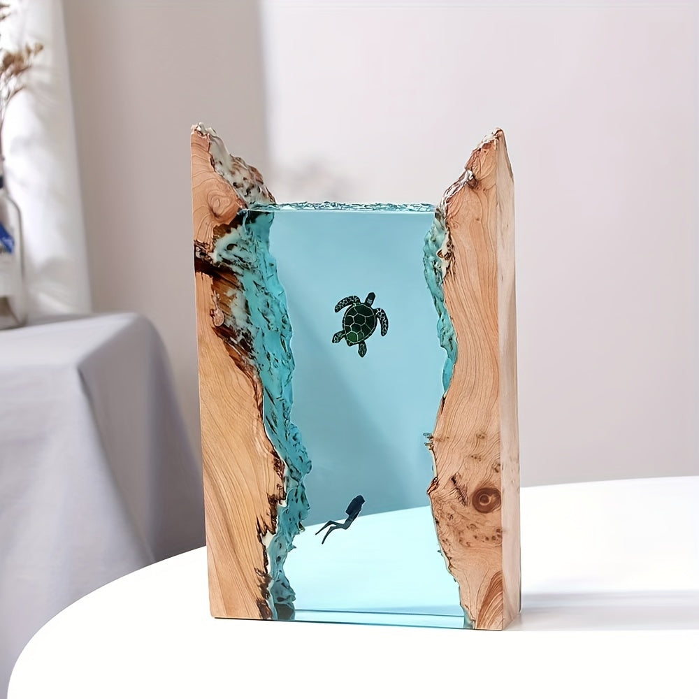 Resin Turtle Diver LED Lamp- HMT24TR