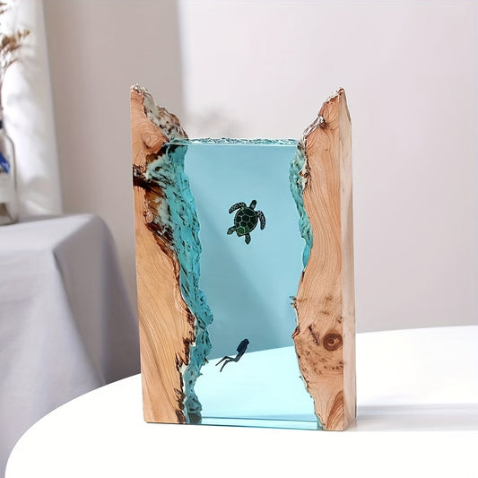 Resin Turtle Diver LED Lamp- HMT24TR