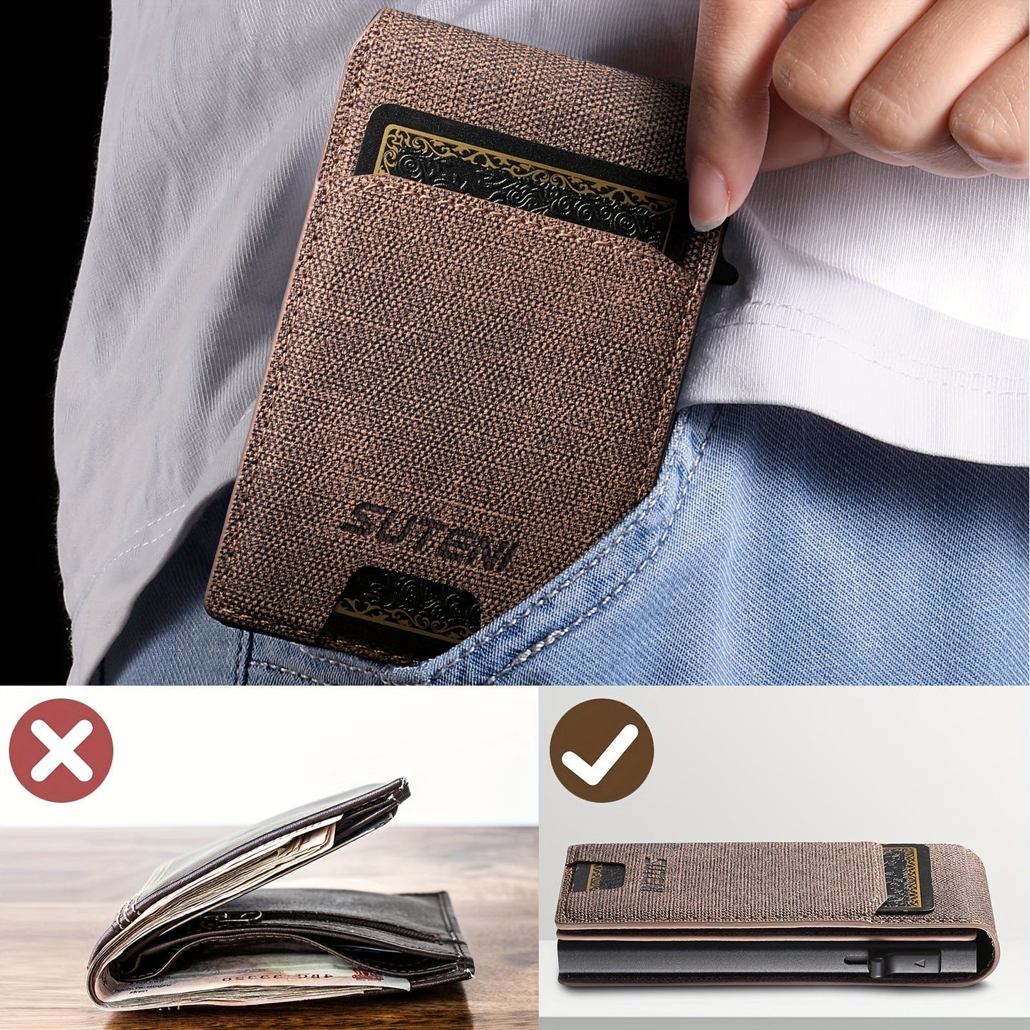 Push-Out Card Holder Wallet, Large Capacity TJR7L4D